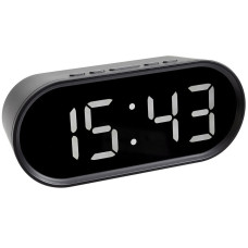Круглые настольные часы с будильником TFA 60202501 с большими LED-цифрами, с двумя уровнями яркости и ночным дисплеем